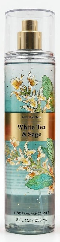 Bath & Body Works WHITE TEA & SAGE fragrance mist 8 oz fresh clean spa scent body spray unisex