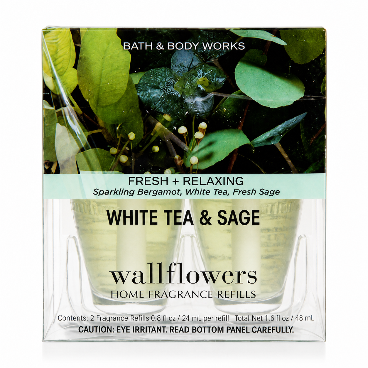 Bath & Body Works WHITE TEA & SAGE Wallflowers 2 pack home fragrance refills fresh relaxing scent