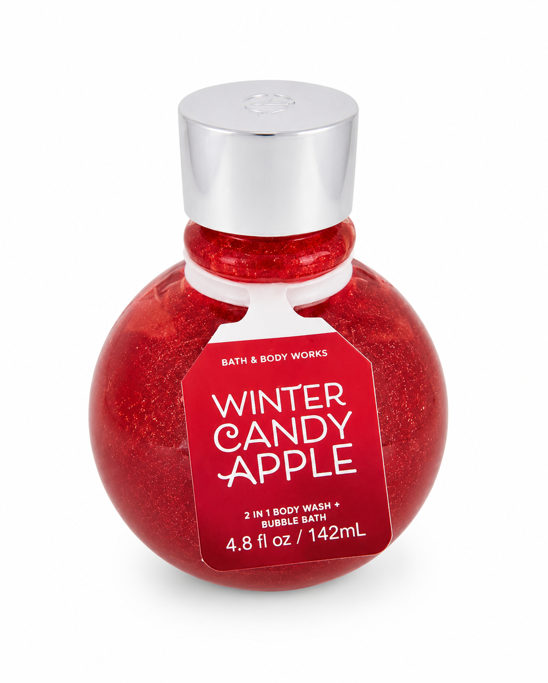 Bath & Body Works WINTER CANDY APPLE 2-in-1 body wash and bubble bath 4.8 fl oz ornament bottle