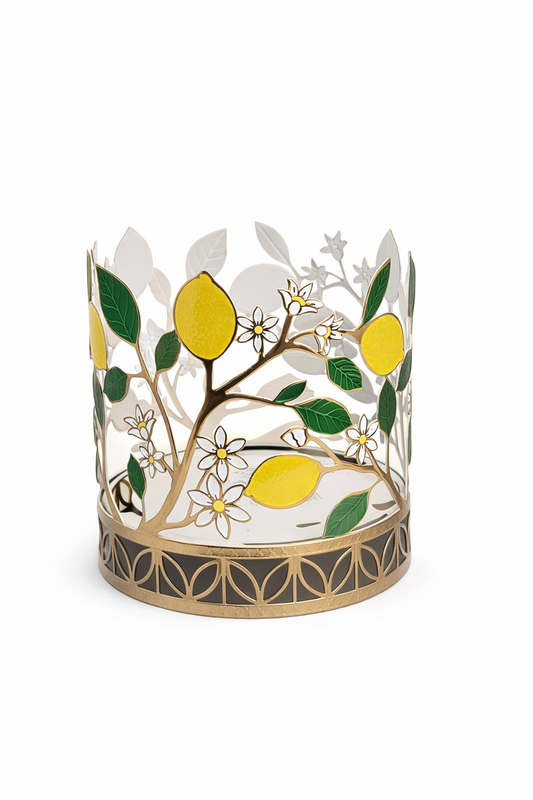 Bath & Body Works 3 wick candle holder lemon blossom metal pedestal decorative home fragrance accessory kitchen and bathroom decor MWG