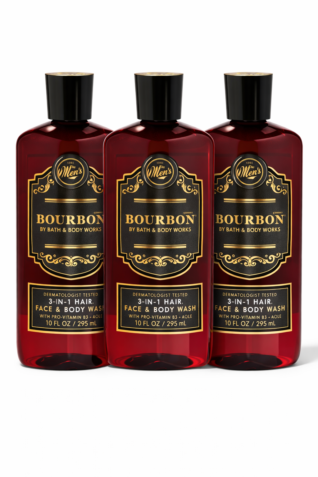 Bath & Body Works BOURBON 3-in-1 Hair Face Body Wash 3-Pack 10 oz each for men shower gel shampoo masculine scent long lasting