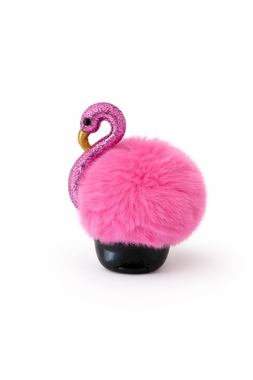 Bath & Body Works PocketBac holder pink flamingo furry keychain glitter clip sanitizer holder cute accessory My Wrinkles Gone