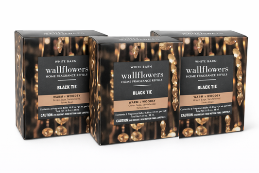 Bath & Body Works Wallflowers Black Tie refill 2 pack box set of 3 warm woody home fragrance MWG