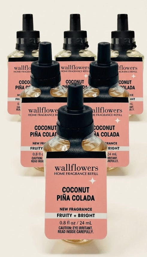 Bath & Body Works Wallflowers Coconut Piña Colada refill 24ml 6 pack home fragrance plug-in oil fruity bright scent bundle