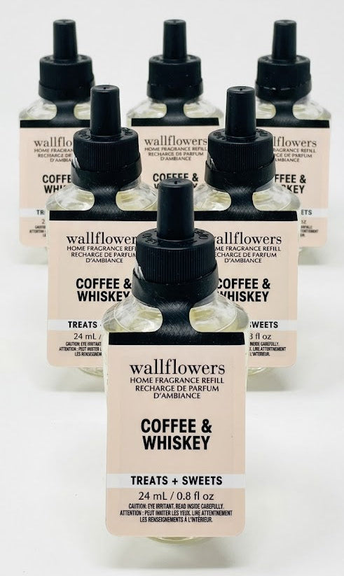 Bath & Body Works Wallflowers Coffee & Whiskey refill 24ml 6 pack home fragrance plug-in oil treats sweets scent bundle