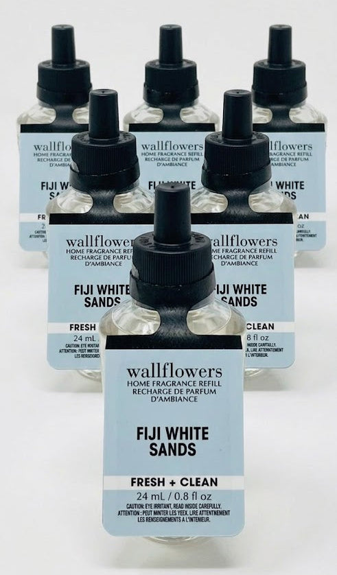 Bath & Body Works Wallflowers Fiji White Sands refill 24ml 6 pack home fragrance plug-in oil fresh clean scent bundle