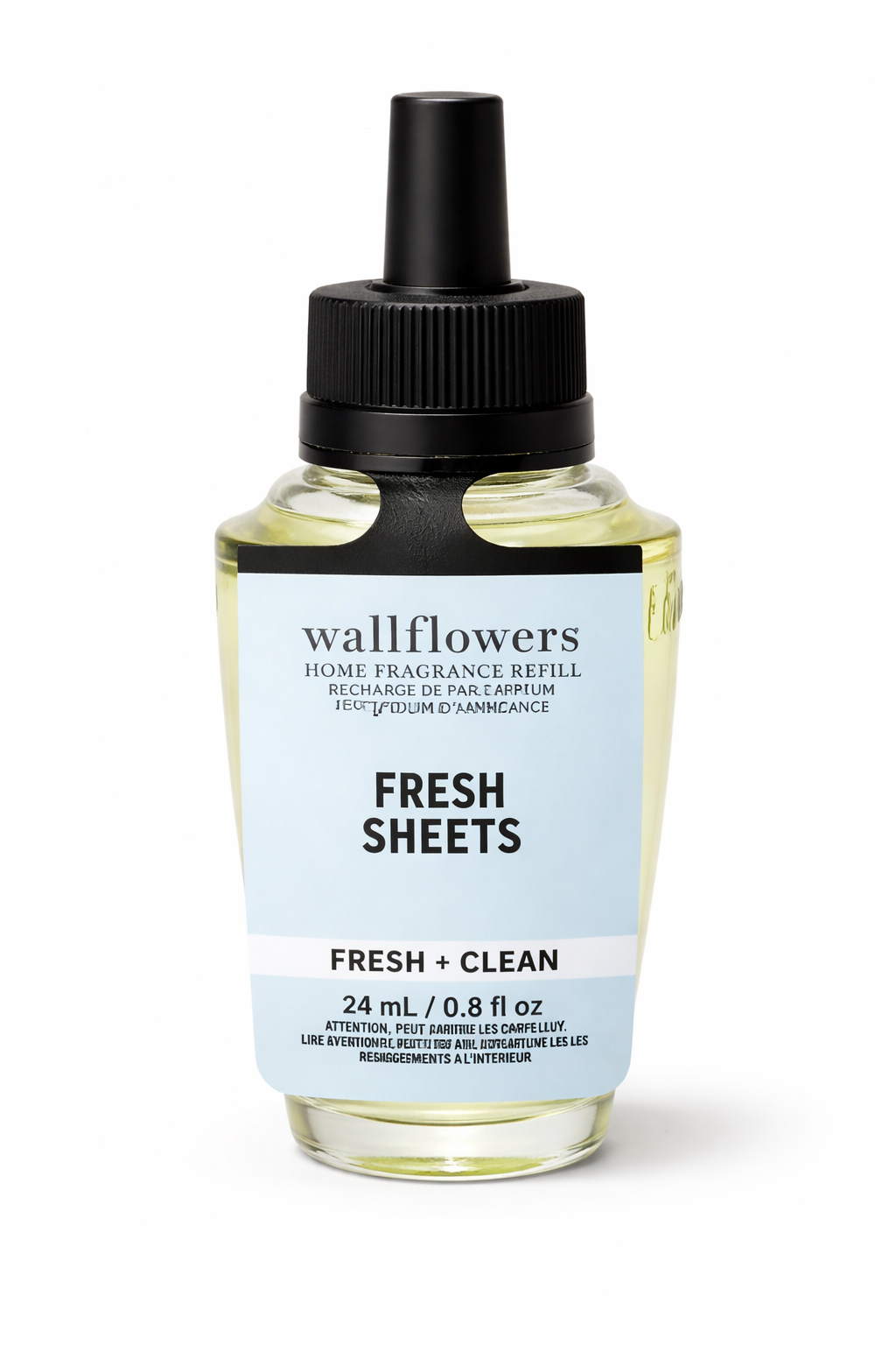 Bath & Body Works Wallflowers Fresh Sheets refill 24ml fresh clean single bottle white background MWG