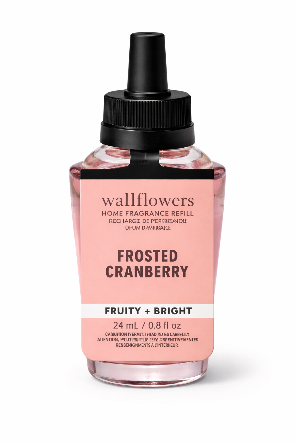 Bath & Body Works Wallflowers Frosted Cranberry refill 24ml fruity bright single bottle white background MWG