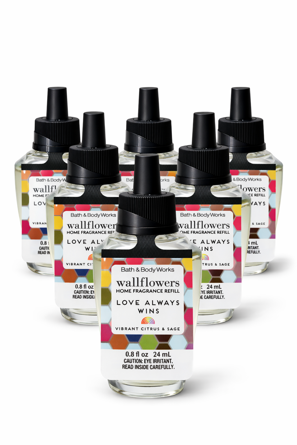 Bath & Body Works Wallflowers Love Always Wins refill 24ml pack of 6 vibrant citrus and sage home fragrance MWG