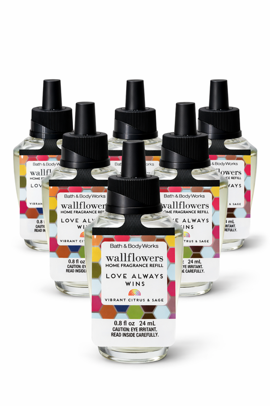 Bath & Body Works Wallflowers Love Always Wins refill 24ml pack of 6 vibrant citrus and sage home fragrance MWG