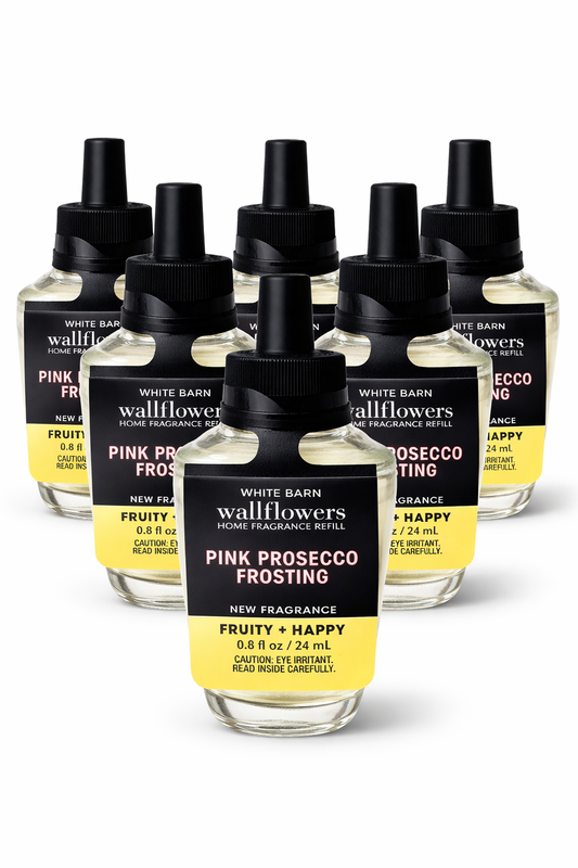 Bath & Body Works White Barn Wallflowers Pink Prosecco Frosting refill 24ml pack of 6 fruity and happy home fragrance MWG