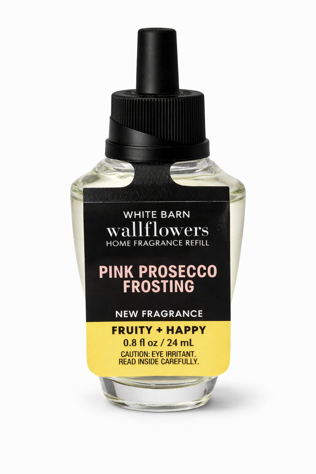 Bath & Body Works White Barn Wallflowers Pink Prosecco Frosting refill 24ml fruity and happy single bottle white background MWG