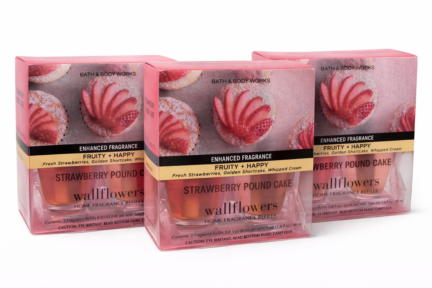 Bath & Body Works Wallflowers Strawberry Pound Cake refill 2 pack box set of 3 fruity happy home fragrance MWG