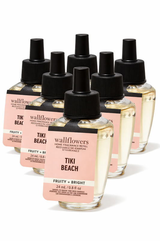 Bath & Body Works Wallflowers Tiki Beach refill 24ml 6 pack home fragrance plug-in oil fruity bright scent bundle