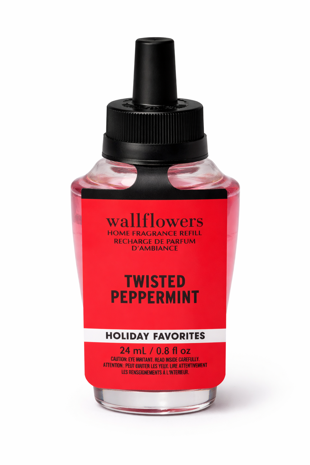 Bath & Body Works Wallflowers Twisted Peppermint refill 24ml holiday favorites single bottle white background MWG