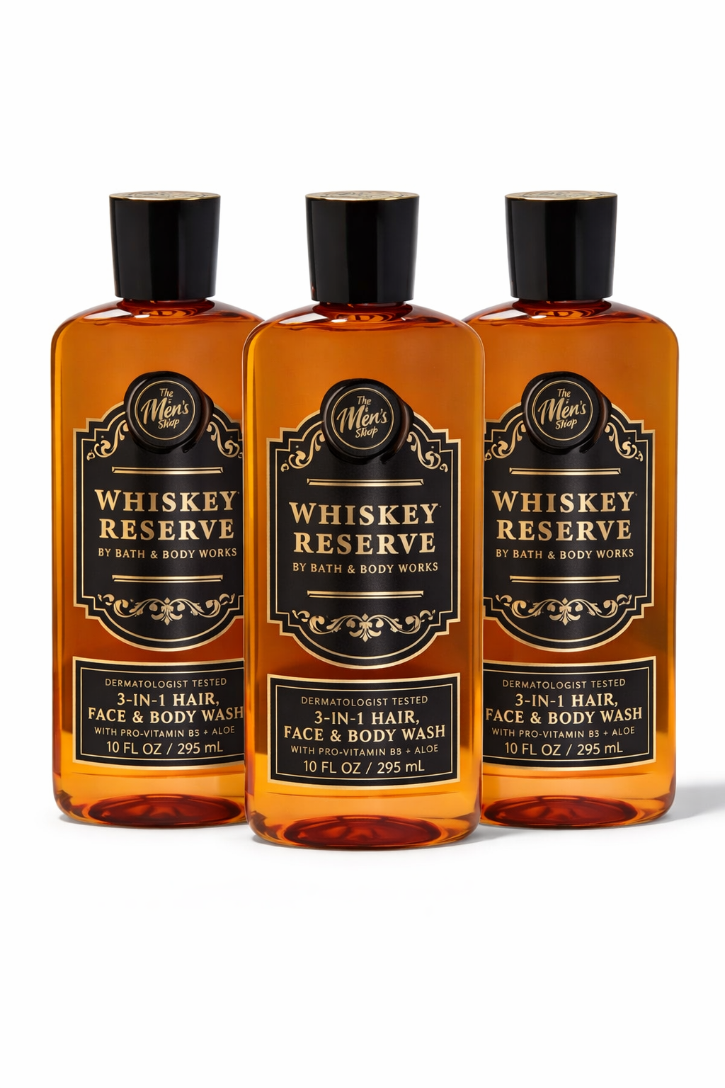 Bath & Body Works WHISKEY RESERVE 3-in-1 Hair Face Body Wash 3-Pack 10 oz each for men shower gel shampoo masculine scent My Wrinkles Gone
