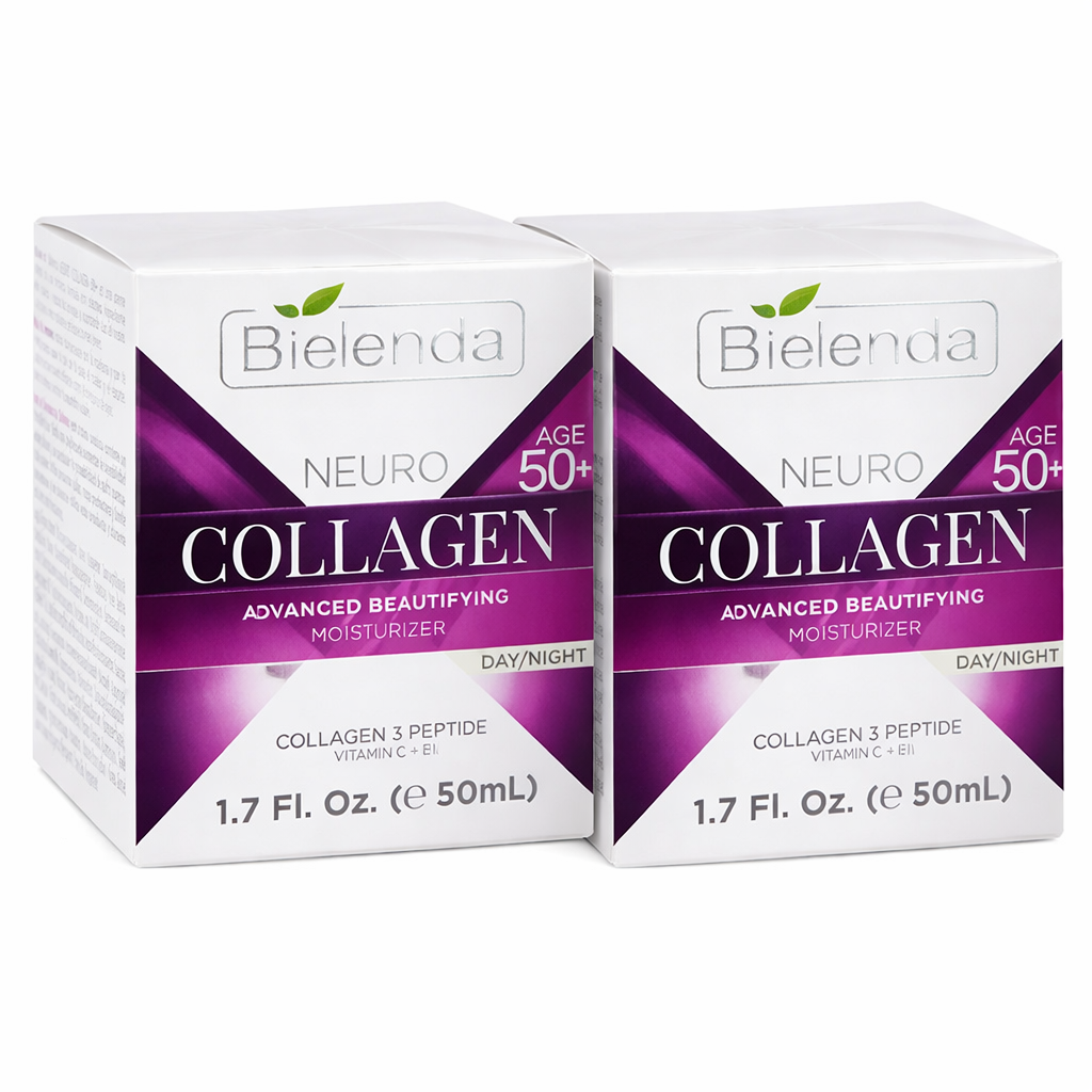 Bielenda Neuro Collagen anti aging moisturizer 2 pack bundle 50ml each day night face cream collagen peptide My Wrinkles Gone