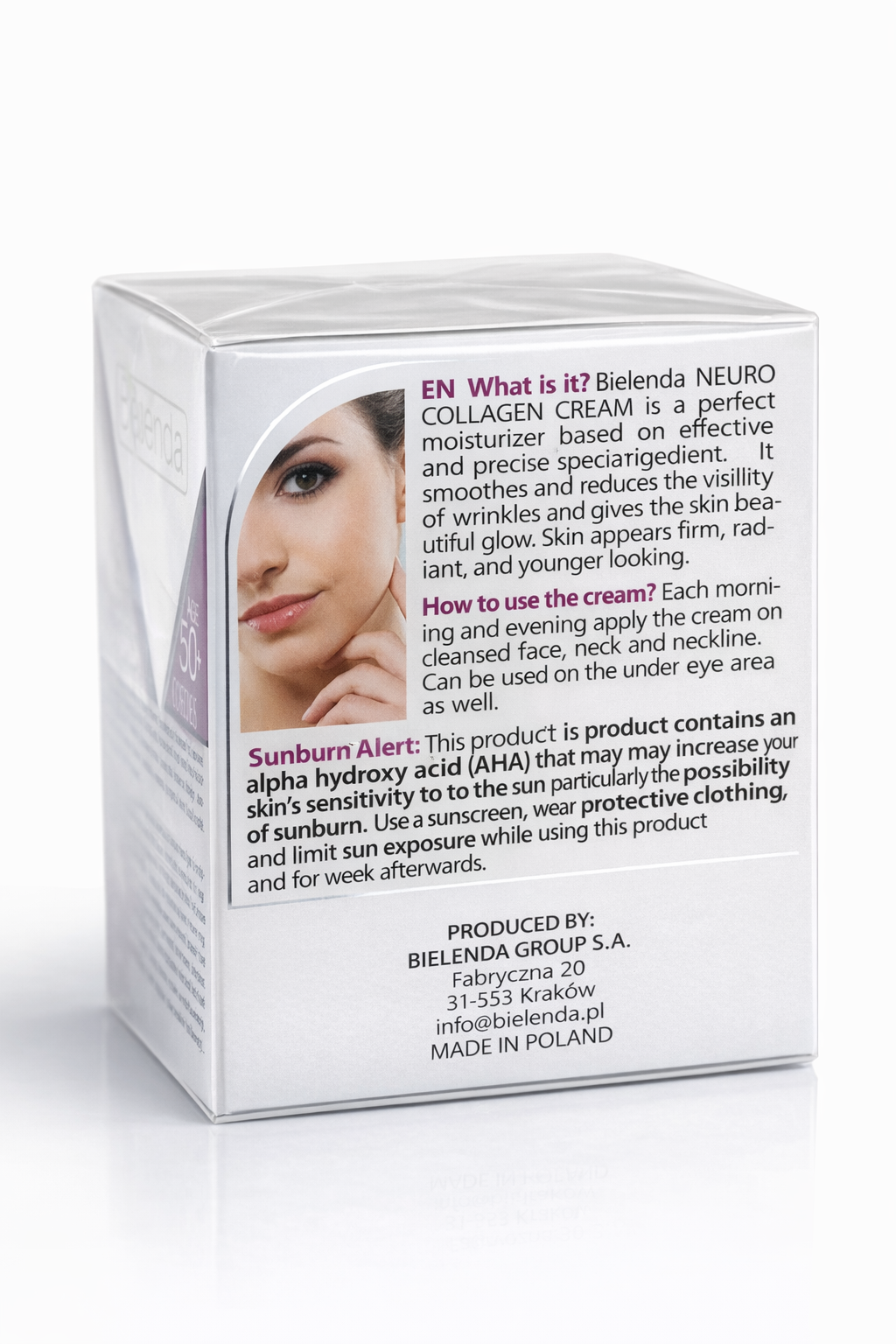 Bielenda Professional Collagen Moisturizer packaging showing product details and skincare information.