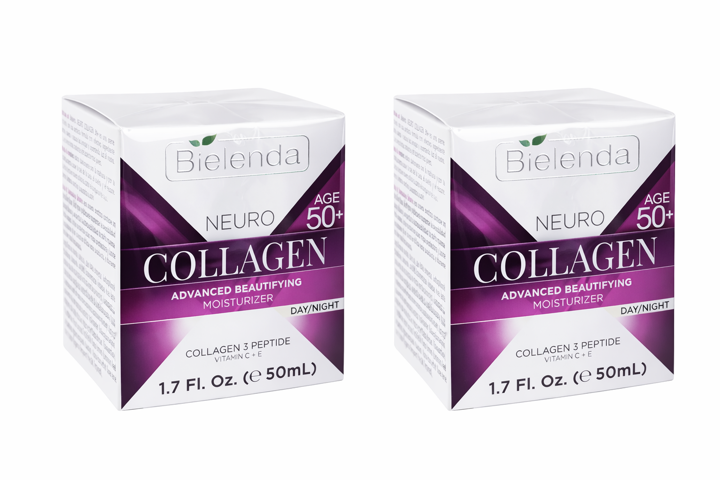 Bielenda Professional Collagen Moisturizer 2-pack featuring hydrating and firming face creams designed to support smoother, brighter and more youthful-looking skin.