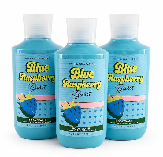 BLUE RASPBERRY BURST Bath & Body Works Body Wash 3-Pack Bundle 10 oz Each – Fresh Fruity Shower Gel Set Free Shipping USA
