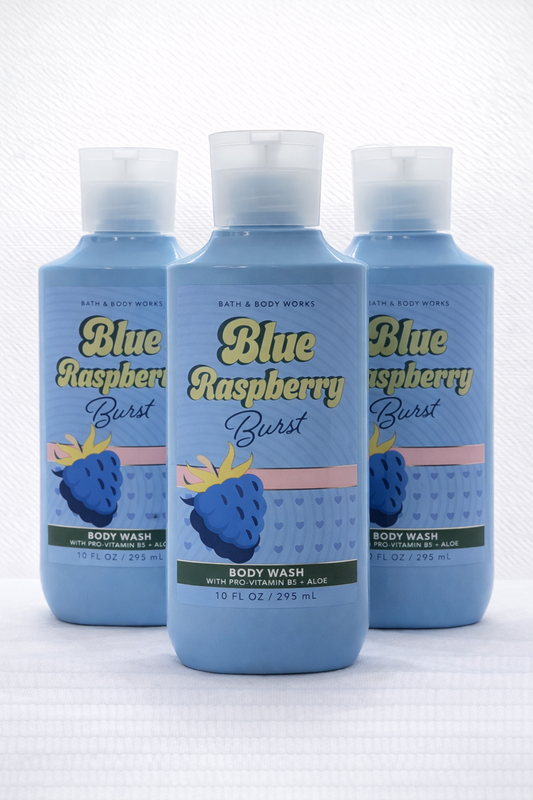 Body Wash Pack of 3 – BLUE RASPBERRY BURST 10 FL OZ / 295 ML | SHOWER GEL – Gentle Daily Cleanser – 10 fl oz Each
