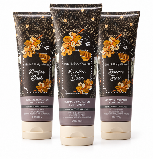 BONFIRE BASH Bath & Body Works Ultimate Hydration Body Cream 8 oz 3 Pack