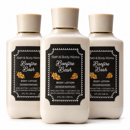 BONFIRE BASH Bath & Body Works Body Lotion 8 oz 3 Pack