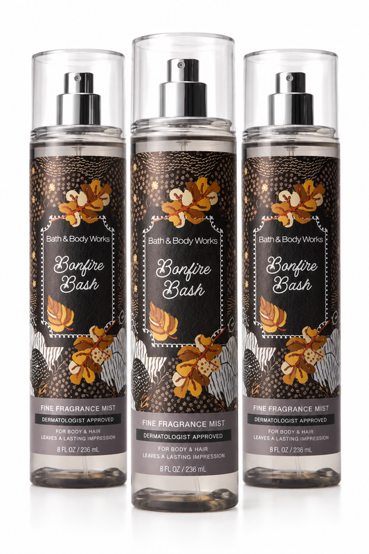 BONFIRE BASH Bath & Body Works Fine Fragrance Mist 8 oz 3 Pack