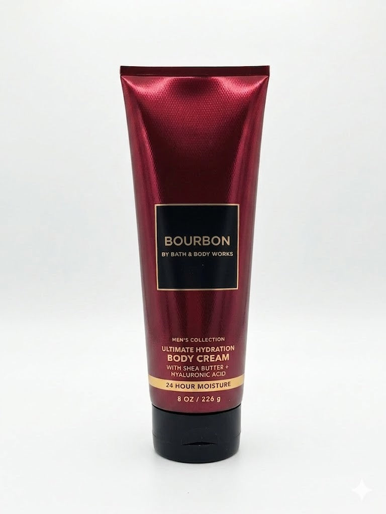 Bourbon Bath & Body Works Men’s Body Cream 8 oz warm masculine fragrance hydrating lotion with shea butter and hyaluronic acid men’s skincare