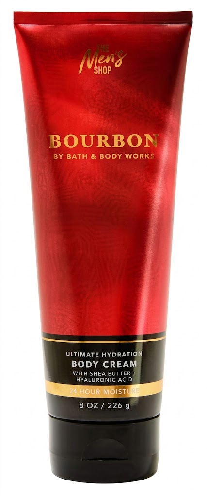 Bath & Body Works BOURBON Men's Body Cream 8 oz with shea butter and hyaluronic acid providing 24-hour hydration authentic men's skincare moisturizer