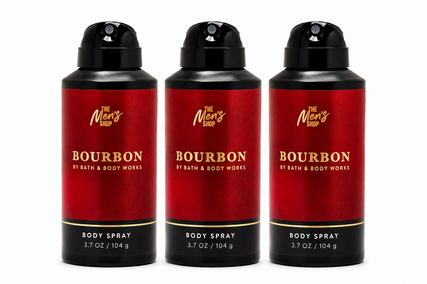 Bath & Body Works BOURBON Men's Body Spray 3-Pack bundle 3.7 oz each authentic men's fragrance spray gift set with bourbon woods and spice scent profile free shipping USA