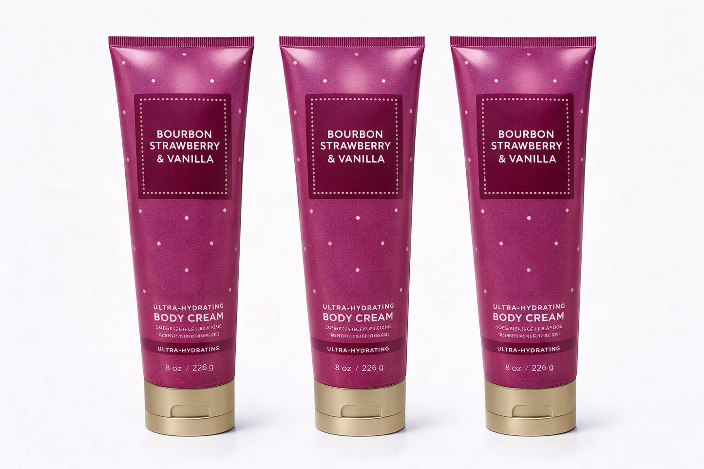 BOURBON STRAWBERRY & VANILLA Body Cream 8 oz (Pack of 3) | Ultra Moisturizing