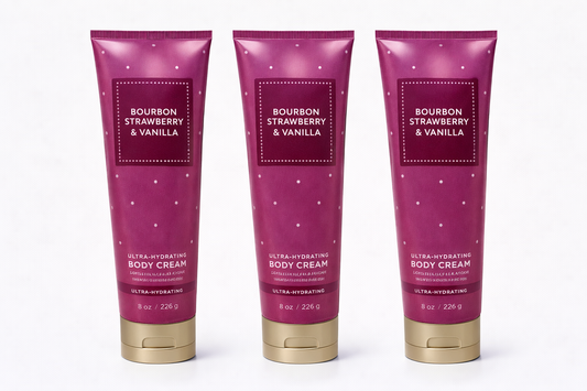 BOURBON STRAWBERRY & VANILLA Body Cream 8 oz (Pack of 3) | Ultra Moisturizing
