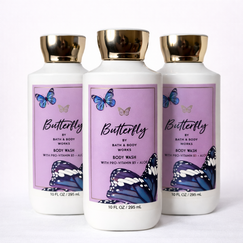 Body Wash Pack of 3 – BUTTERFLY 10 FL OZ / 295 ML | SHOWER GEL – Gentle Daily Cleanser – 10 fl oz Each