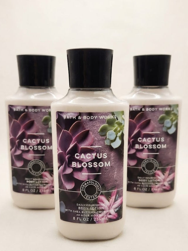 CACTUS BLOSSOM Bath & Body Works Body Lotion 3-Pack, 8 oz each, moisturizing floral lotion with shea butter and coconut oil