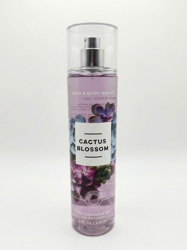 Cactus Blossom Fine Fragrance Mist by Bath and Body Works 8 oz body spray featuring cactus flower petals, coconut and vanilla fragrance notes for body and hair.