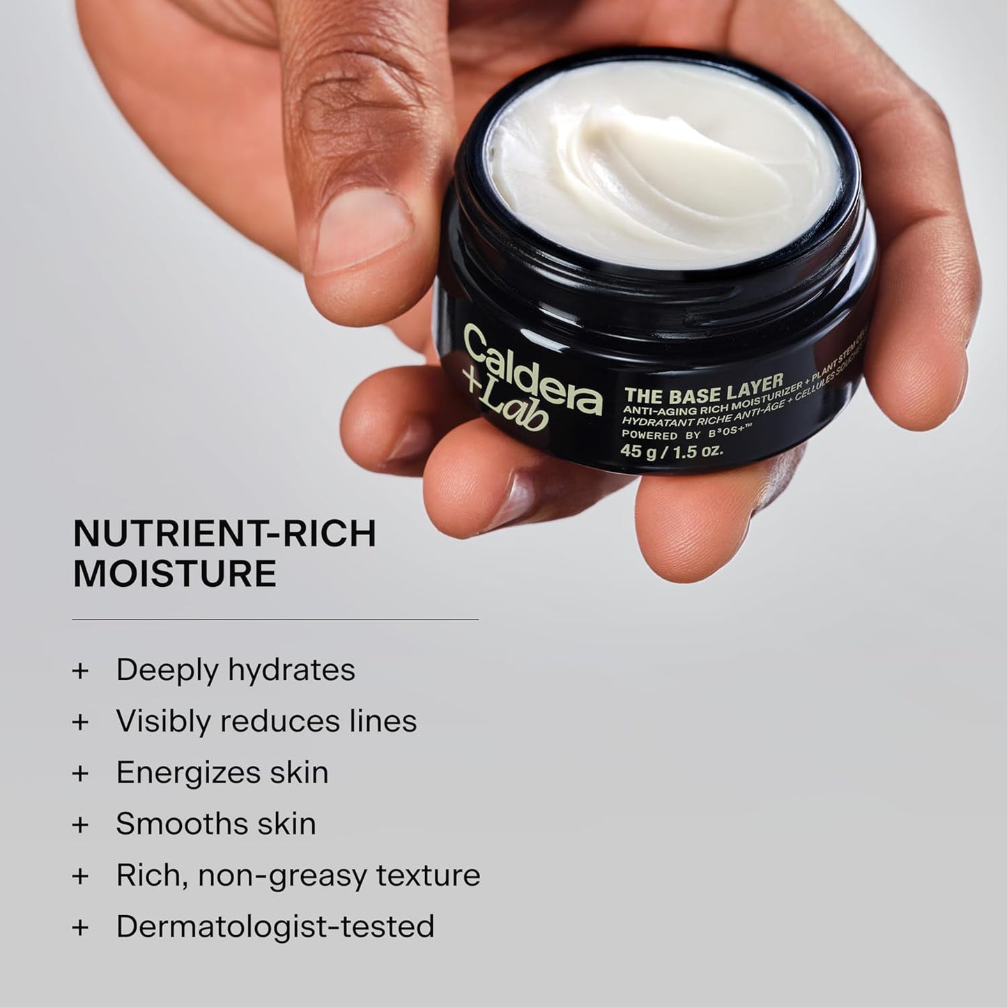 Premium Caldera + Lab organic face cream for men featuring antioxidant-rich hydration and luxury grooming skincare support.