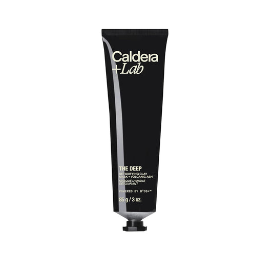 Caldera + Lab The Deep luxury volcanic ash clay face mask for men designed to exfoliate detoxify and refresh skin.