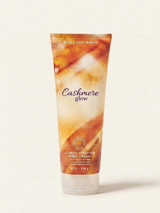 CASHMERE GLOW Bath & Body Works Ultimate Hydration Body Cream, 8 oz tube with shea butter and hyaluronic acid