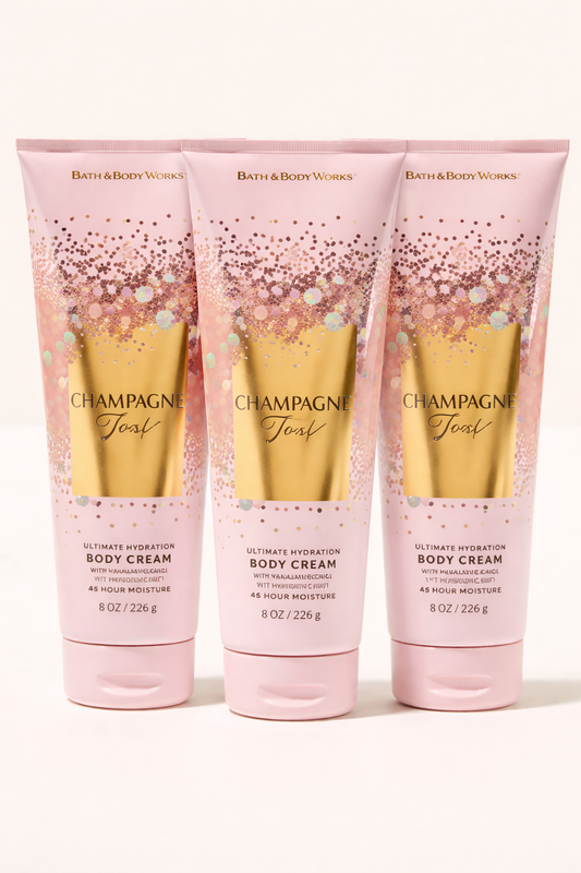 CHAMPAGNE TOAST Bath & Body Works Body Cream 3-Pack – 8 oz Each | My Wrinkles Gone