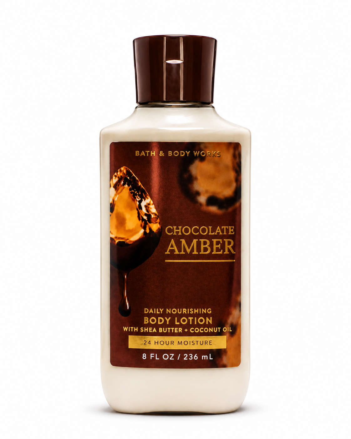 CHOCOLATE AMBER Bath & Body Works Body Lotion single bottle 8 oz on white background