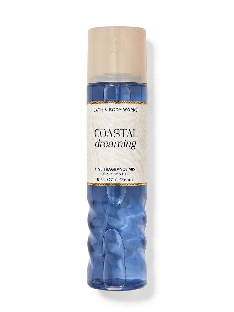 COASTAL DREAMING Bath & Body Works fine fragrance mist 8 fl oz full size body spray for body and hair on white background