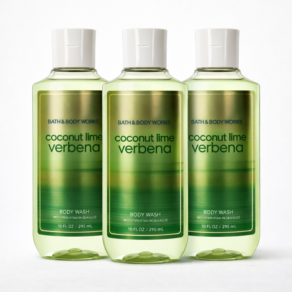 Body Wash Pack of 3 – COCONUT LIME VERBENA 10 FL OZ / 295 ML | SHOWER GEL – Gentle Daily Cleanser – 10 fl oz Each