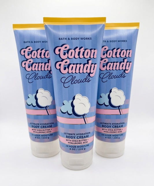 COTTON CANDY CLOUDS Bath & Body Works Ultimate Hydration Body Cream 2-Pack 8 oz body cream bundle with shea butter and hyaluronic acid