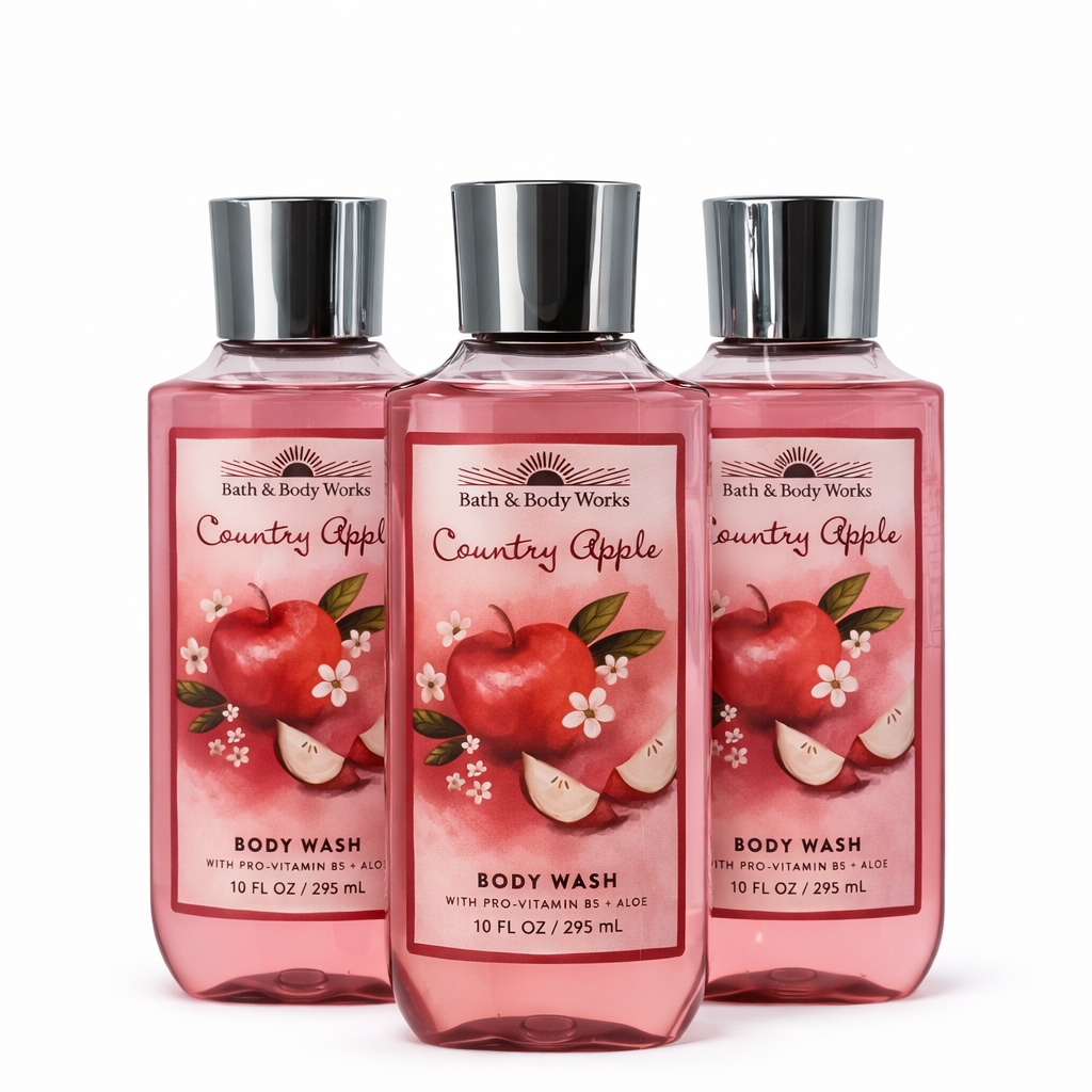 Body Wash Pack of 3 – COUNTRY APPLE 10 FL OZ / 295 ML | SHOWER GEL – Gentle Daily Cleanser – 10 fl oz Each