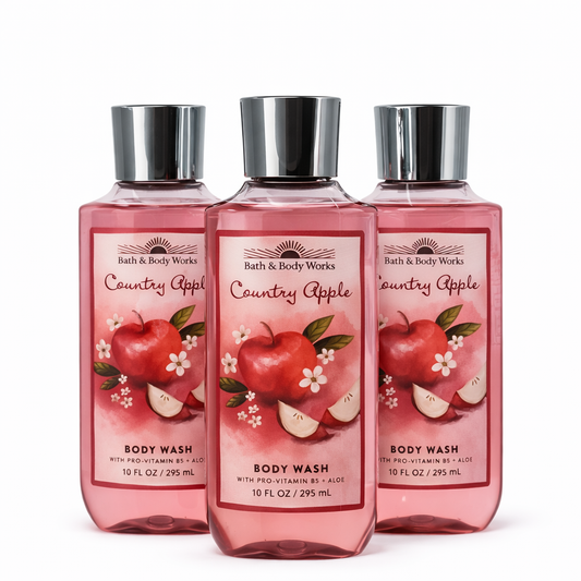 Body Wash Pack of 3 – COUNTRY APPLE 10 FL OZ / 295 ML | SHOWER GEL – Gentle Daily Cleanser – 10 fl oz Each