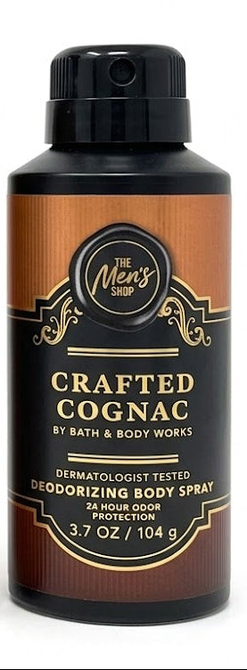 CRAFTED COGNAC Bath & Body Works Deodorizing Body Spray 3.7 oz for men – long lasting masculine fragrance with 24 hour odor protection