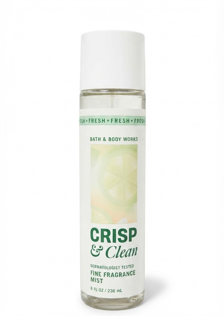 CRISP & CLEAN Bath & Body Works Fine Fragrance Mist, 8 oz fresh everyday body spray