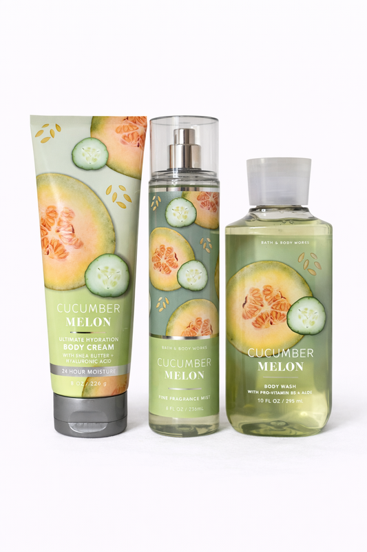 CUCUMBER MELON - 3 Steps Daily Body Care Set (Mist + Body Cream + Body Wash)