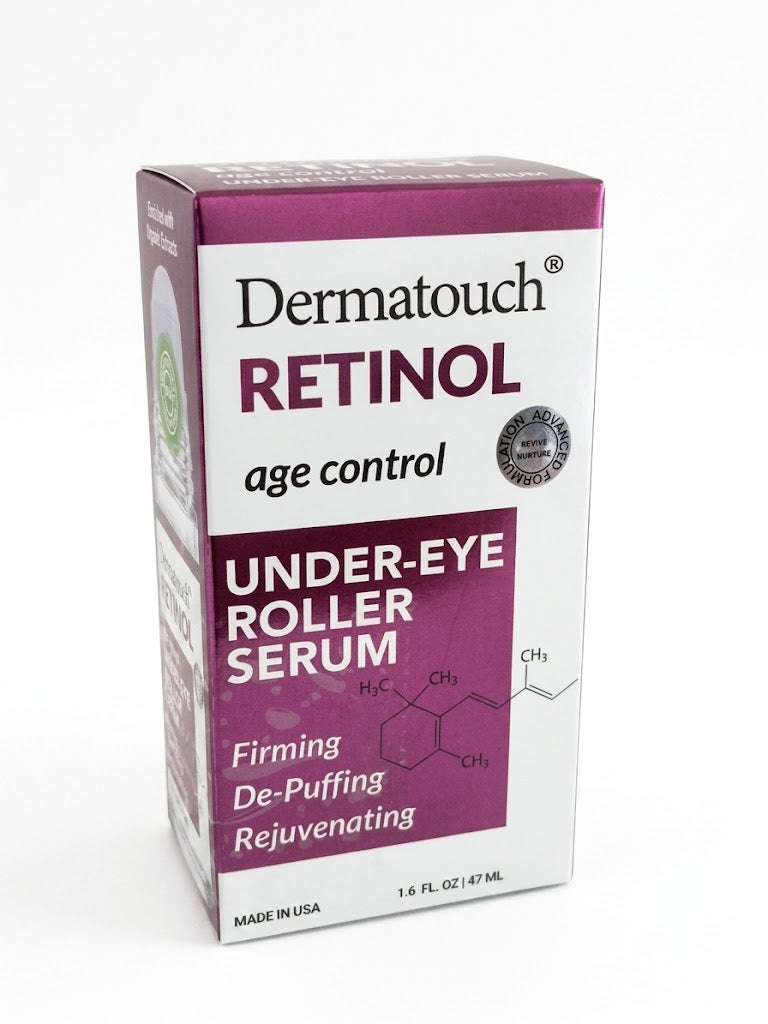 Dermatouch retinol under eye roller serum for dark circles puffiness and wrinkles firming anti aging eye treatment USA